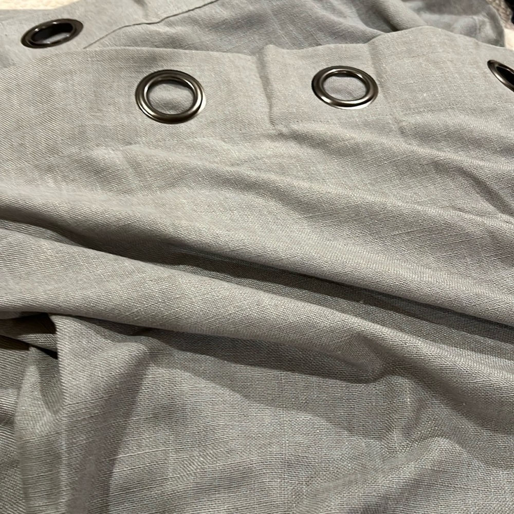 (2) Curtain Drapery Panels 54” x 96” Light Filtering Grey Gauze Type Fabric.